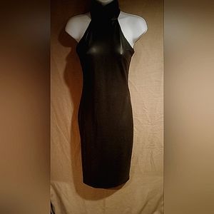 Faux leather knee length dress sz small